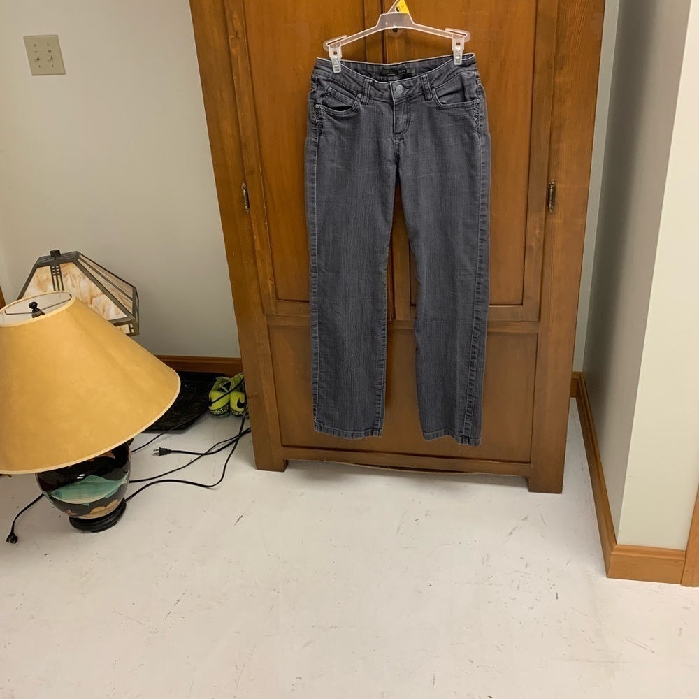 PrAna organic cotton straight leg grey denim jeans mid rise size 00/24